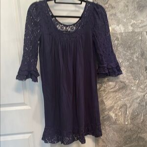 Elegant Lace Trim Purple Women's Dress